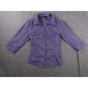 HM Top Woman 8 Purple Striped Base Layer Capsule Office Causal Preppy Day Basic